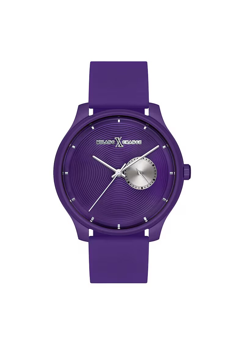Milano X Change Ceas barbatesc 42 mm - carcasa din otel - curea din silicon - violet - rezistent la apa 3 ATM