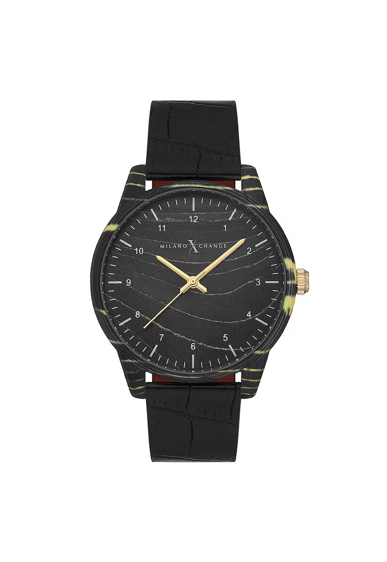 Milano X Change Ceas barbati MEX3106 negru 43mm piele ecologica