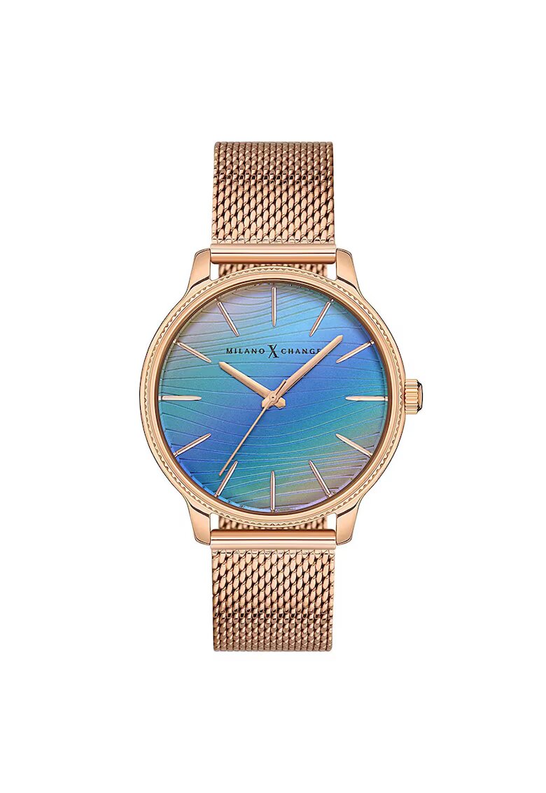Milano X Change Ceas dama MEX1174 38mm - culoare aurie - curea textila roz - mecanism quartz - rezistent la apa 3 ATM