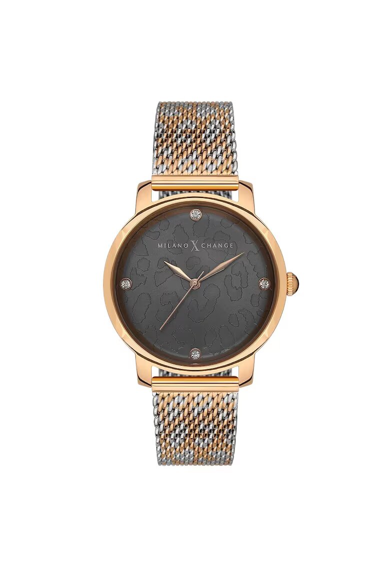 Milano X Change Ceas dama MEX1186 38mm - culoare aurie - curea textila roz - rezistenta la apa 3 ATM