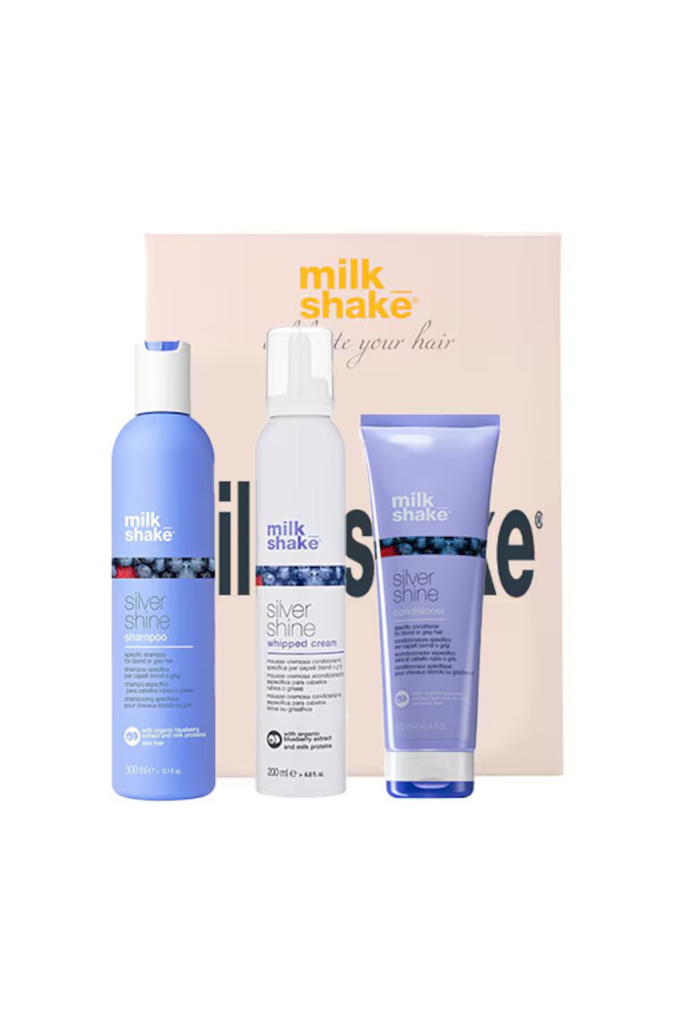 MILK SHAKE Kit pentru par blond Silver Shine Sampon 300 ml - Balsam 250 ml - Balsam spuma 200 ml
