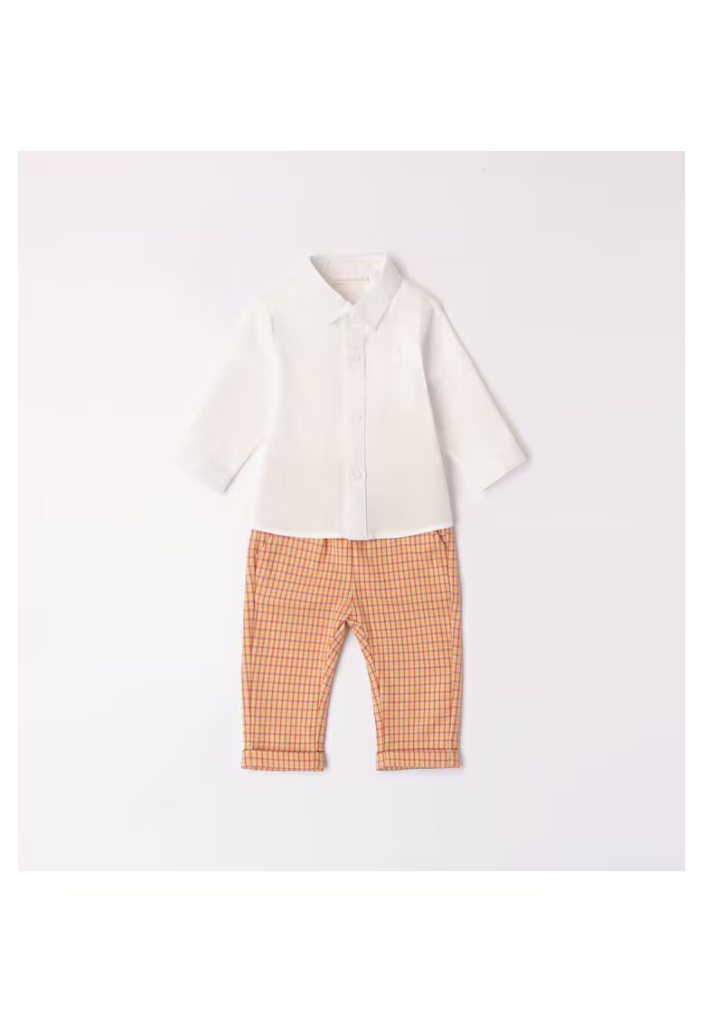 Minibanda Compleu camasa si pantaloni pentru bebe baiat - 3.7682 - Alb - Portocaliu