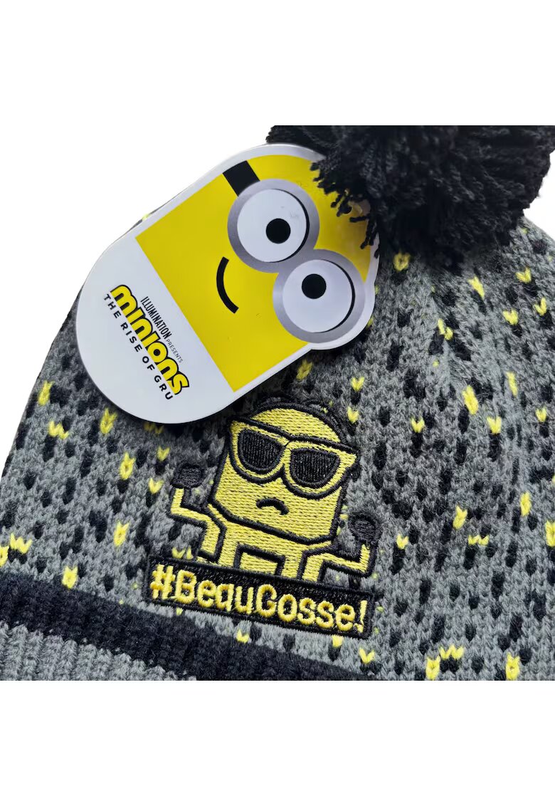Minions Caciula de iarna pentru baieti - gri - cu pompon - marime unica