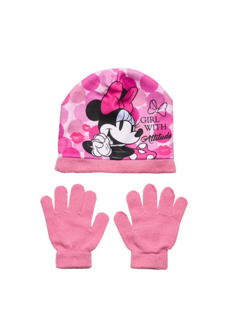 Minnie Mouse Set caciula si manusi Dots 8764 - Roz