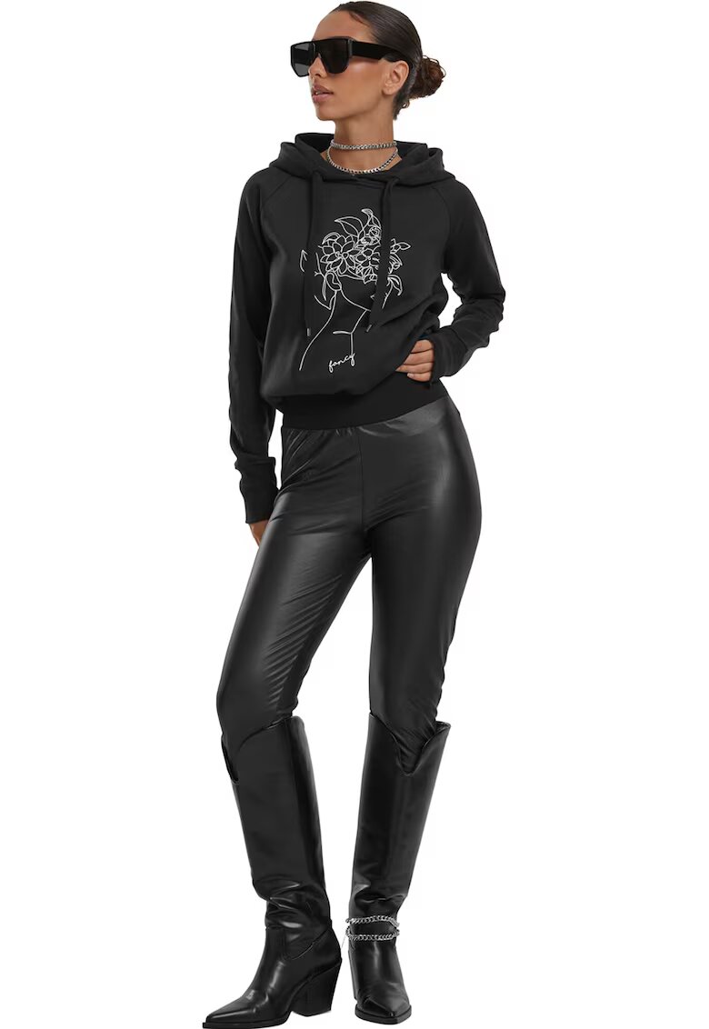 Mister tee Hanorac cu imprimeu si maneci raglan - Negru