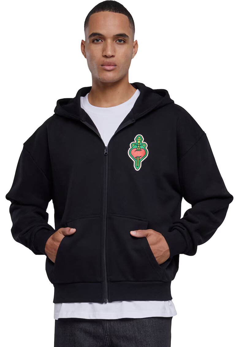 Mister tee Hanorac unisex cu imprimeu pe partea din spate - Rosu/Verde/Negru