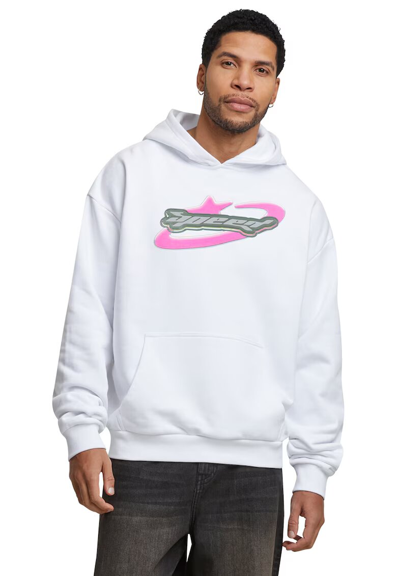 Mister tee Hanorac unisex cu imprimeu text - Alb/Gri/Roz
