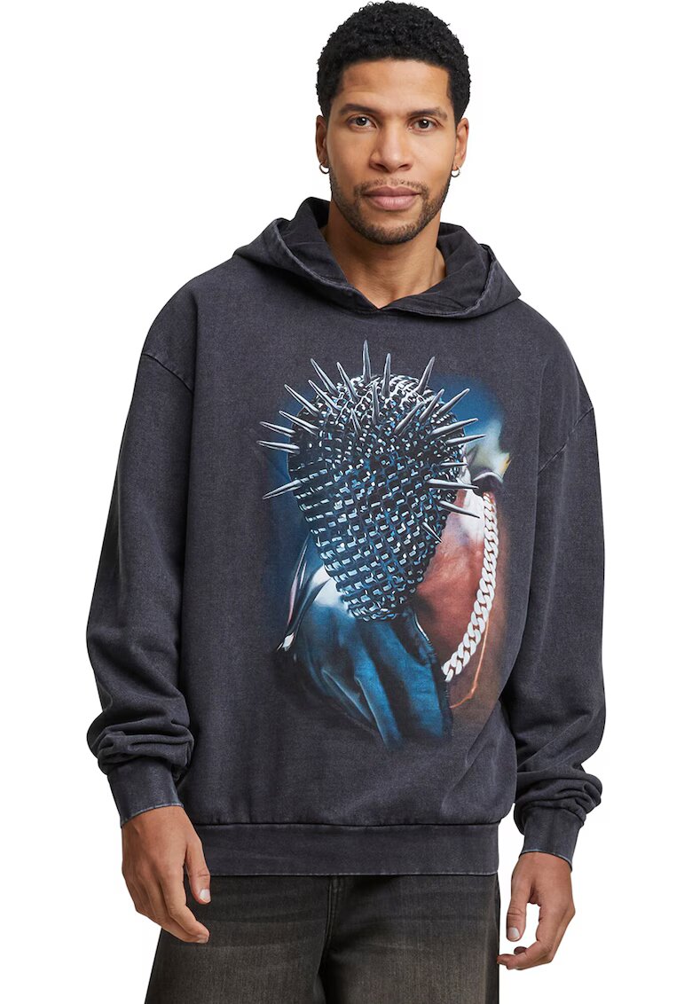 Mister tee Hanorac unisex supradimensionat cu imprimeu - Albastru/Gri antracit