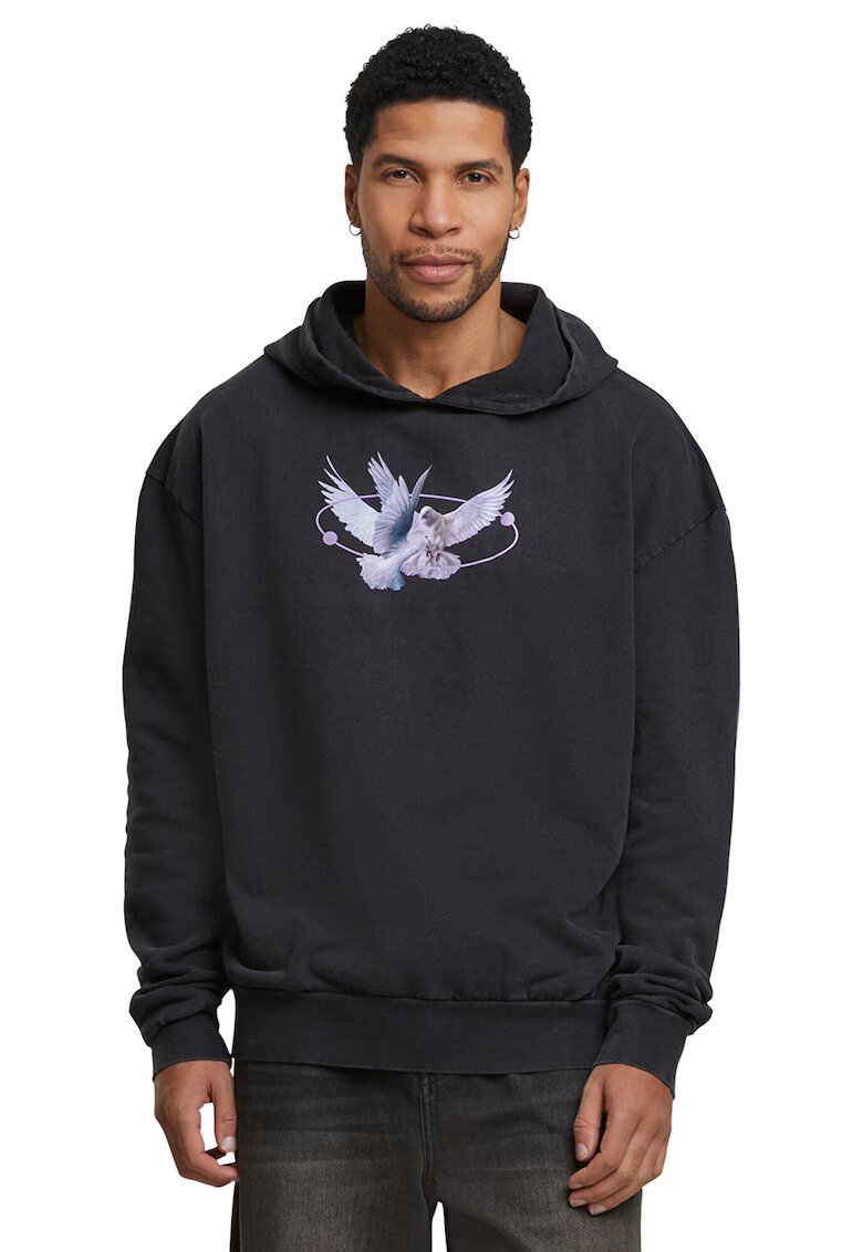 Mister tee Hanorac unisex supradimensionat cu imprimeu grafic - Negru/Lila
