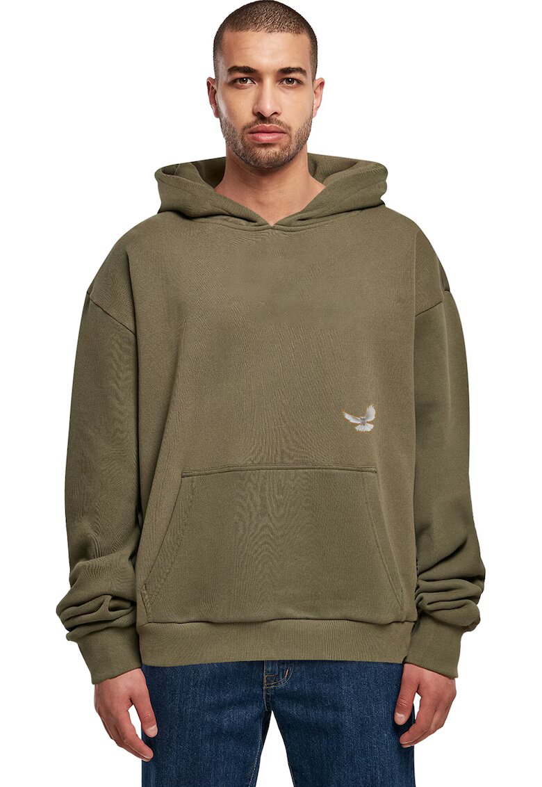 Mister tee Hanorac unisex supradimensionat cu imprimeu - Portocaliu/Verde masliniu