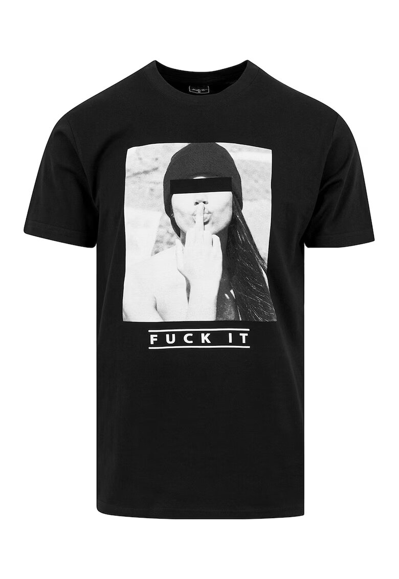 Mister tee Tricou cu decolteu la baza gatului si imprimeu foto