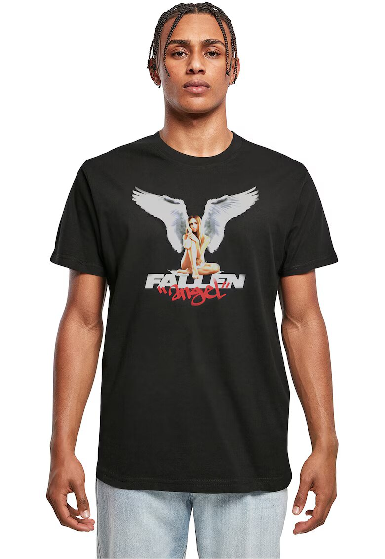 Mister tee Tricou cu decolteu la baza gatului si imprimeu grafic - Rosu/Alb/Negru