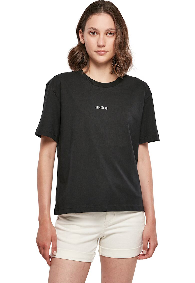 Mister tee Tricou cu decolteu rotund si imprimeu pe partea din spate - Alb/Negru/Fucsia