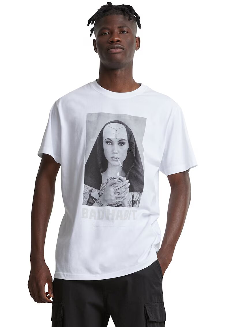Mister tee Tricou cu imprimeu foto - Alb/Gri inchis