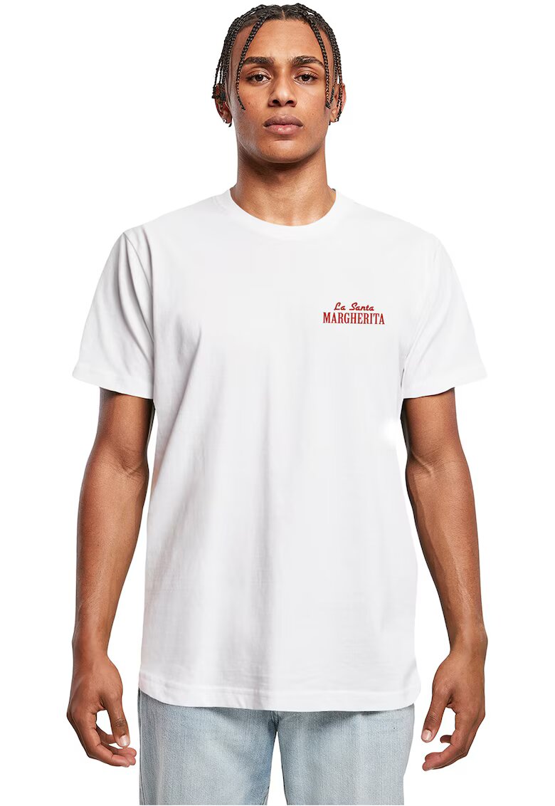Mister tee Tricou cu imprimeu grafic pe partea din spate - Alb/Rosu inchis/Albastru