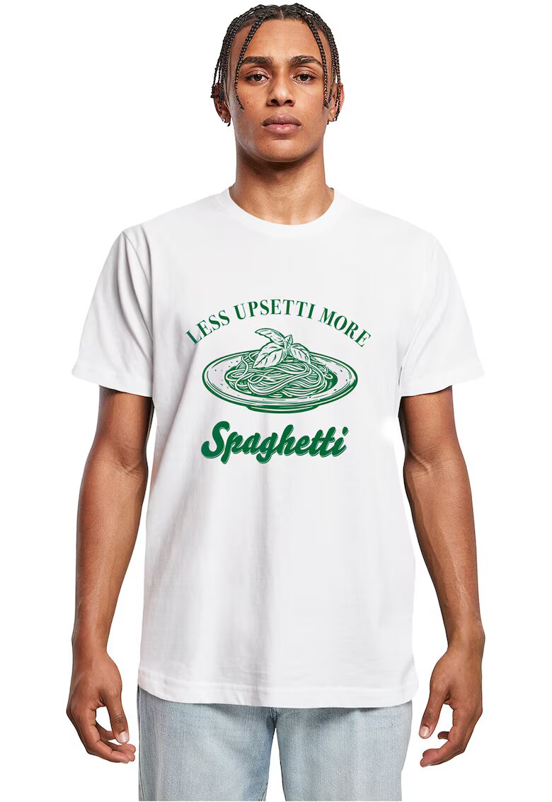 Mister tee Tricou cu imprimeu grafic si text pe partea din fata - Alb/Verde