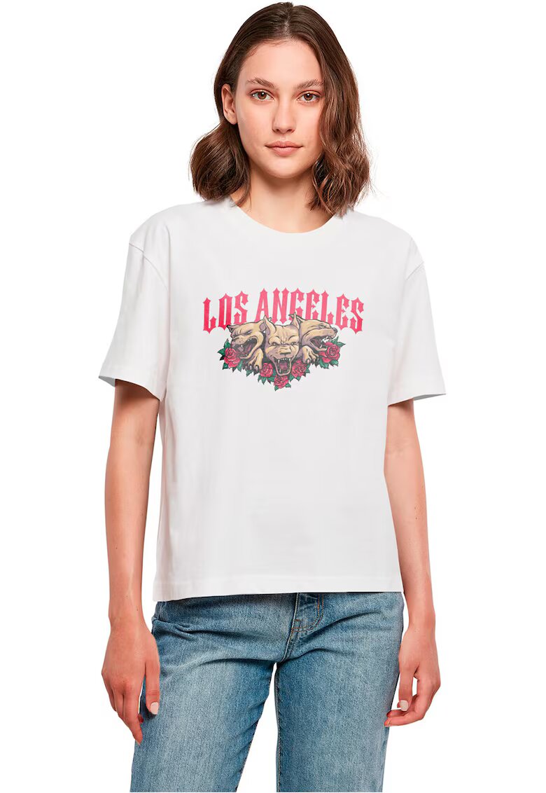 Mister tee Tricou de bumbac cu imprimeu Los Angeles - Rosu/Alb optic