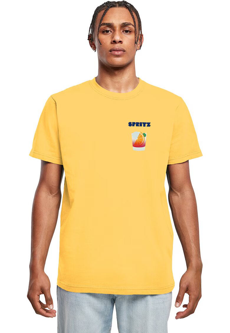 Mister tee Tricou din bumbac cu decolteu la baza gatului - Galben