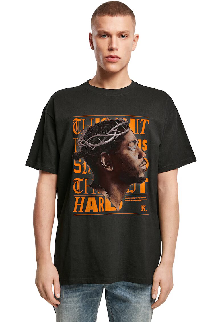 Mister tee Tricou din bumbac cu imprimeu - Negru/Portocaliu