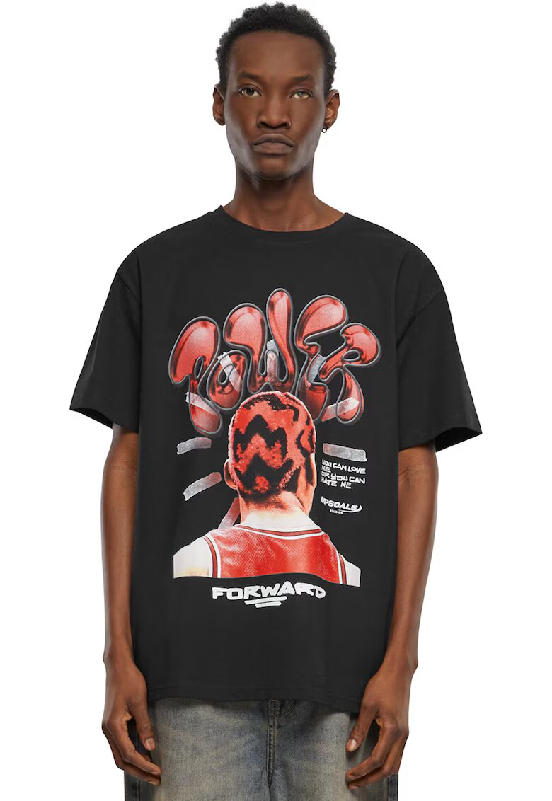 Mister tee Tricou unisex cu imprimeu grafic - Alb/Negru/Coral