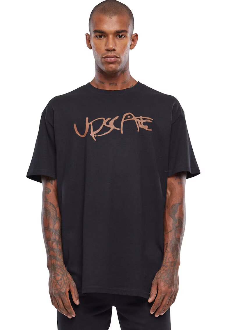 Mister tee Tricou unisex cu imprimeu grafic - Maro inchis/Negru