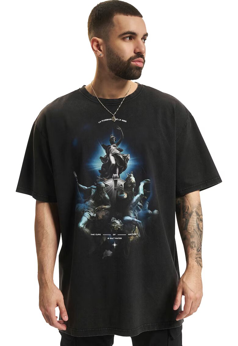 Mister tee Tricou unisex cu imprimeu - Negru/Albastru