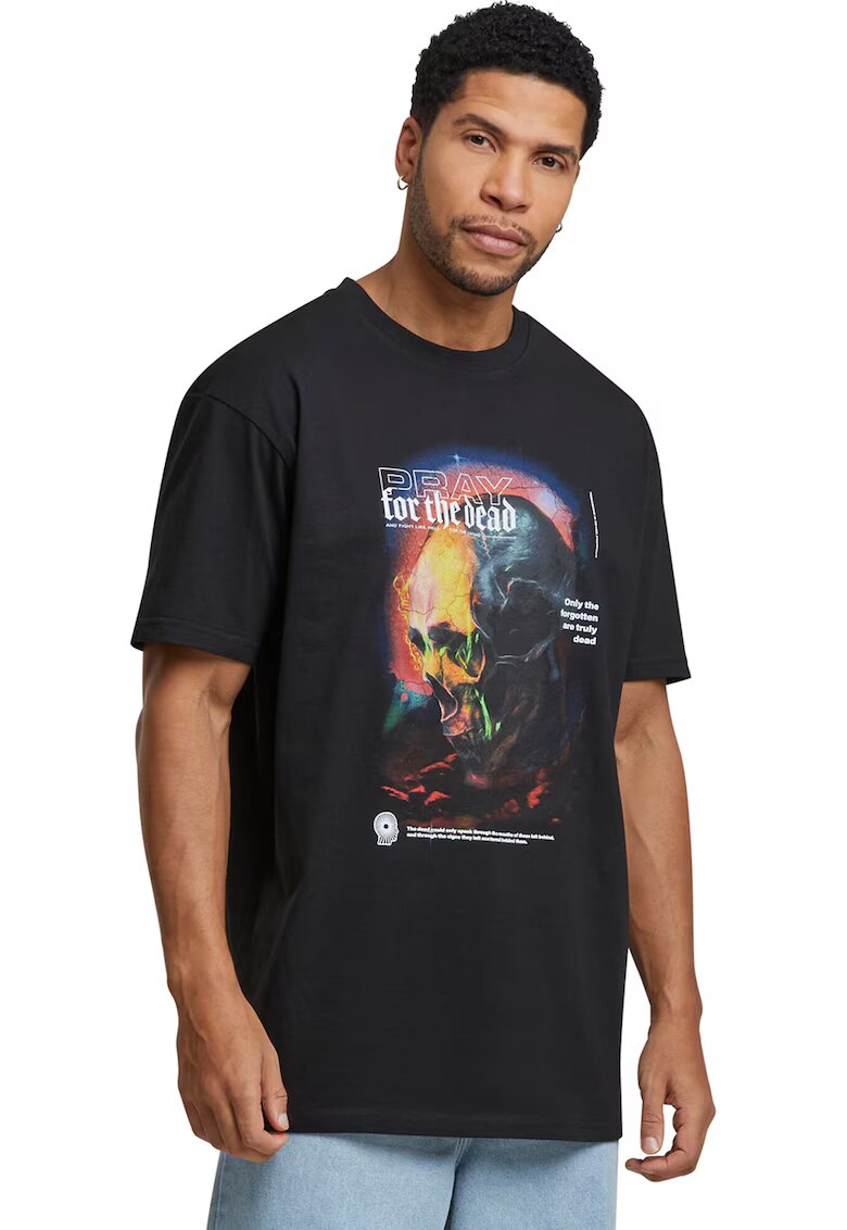 Mister tee Tricou unisex cu imprimeu - Negru/Portocaliu/Alb murdar