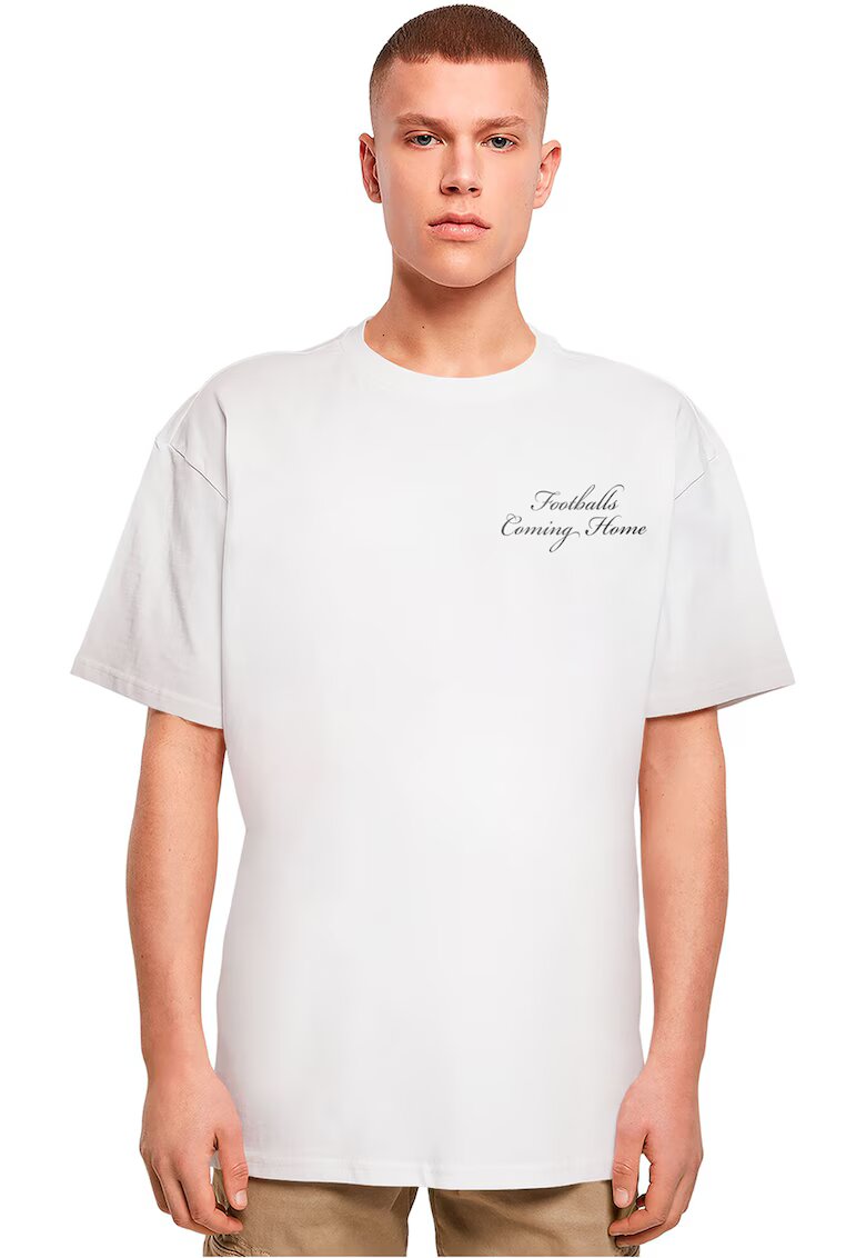 Mister tee Tricou unisex cu imprimeu pe partea din spate - Alb/Negru/Violet