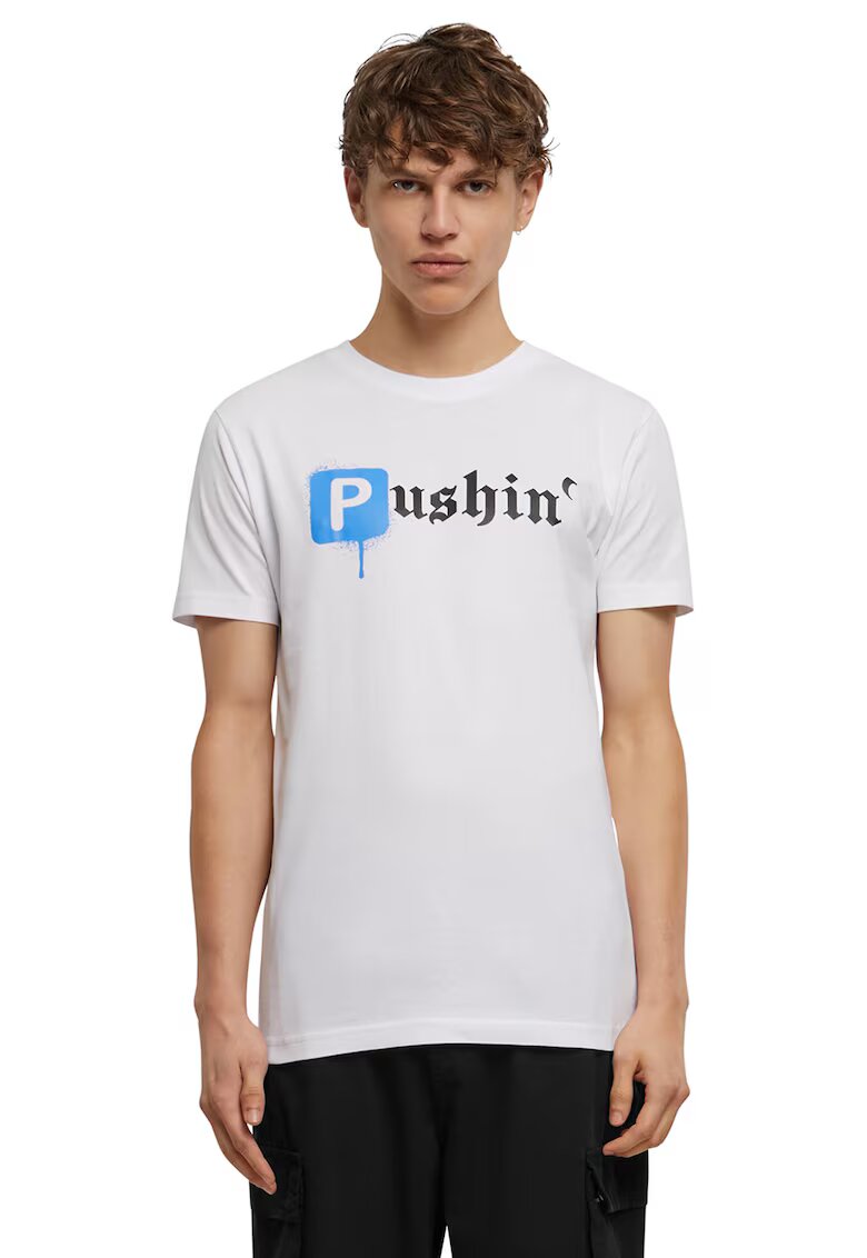 Mister tee Tricou unisex cu imprimeu text - Negru stins/Albastru royal/Alb optic