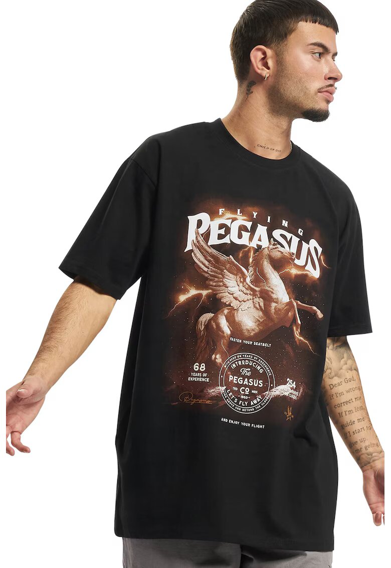 Mister tee Tricou unisex lejer cu imprimeu grafic - Alb/Negru/Caramel