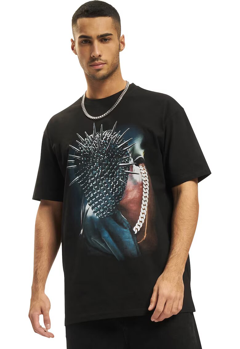 Mister tee Tricou unisex supradimensionat cu imprimeu - Rosu/Negru/Albastru