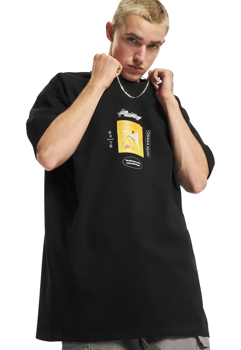 Mister tee Tricou unisex supradimensionat - Negru/Galben/Alb murdar