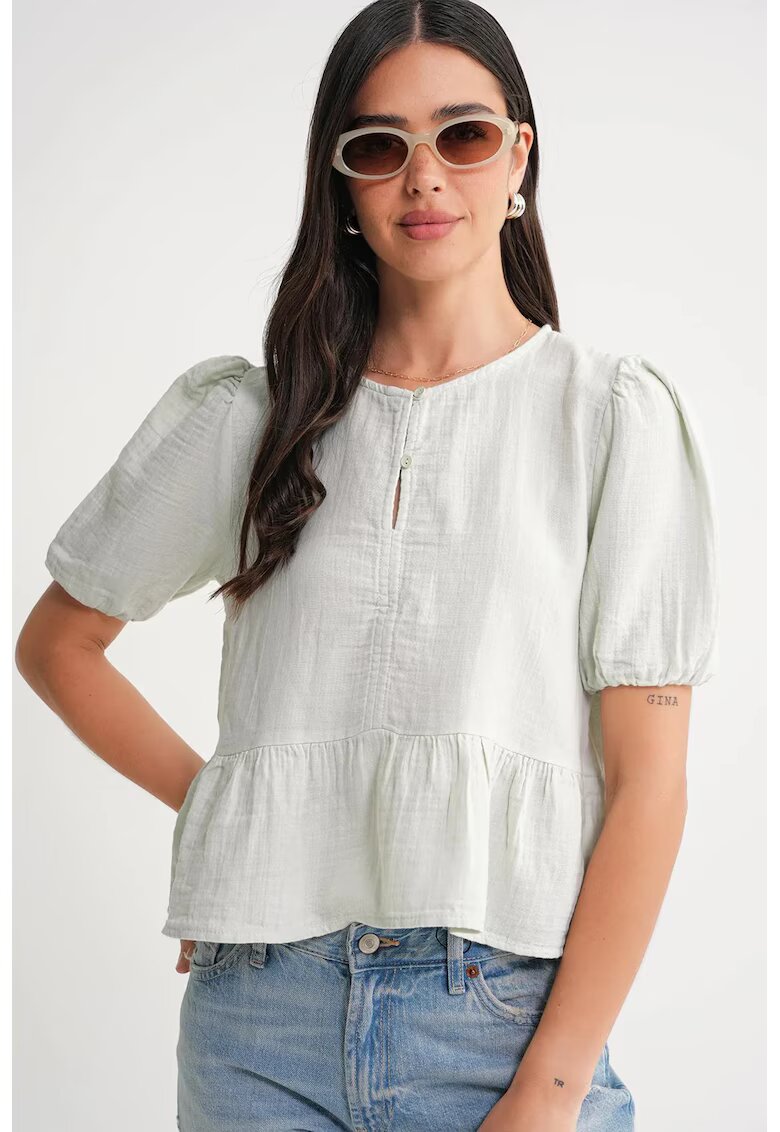 Mixray Bluza dama HiCCUP - muselina texturata - guler rotund - alb - bumbac