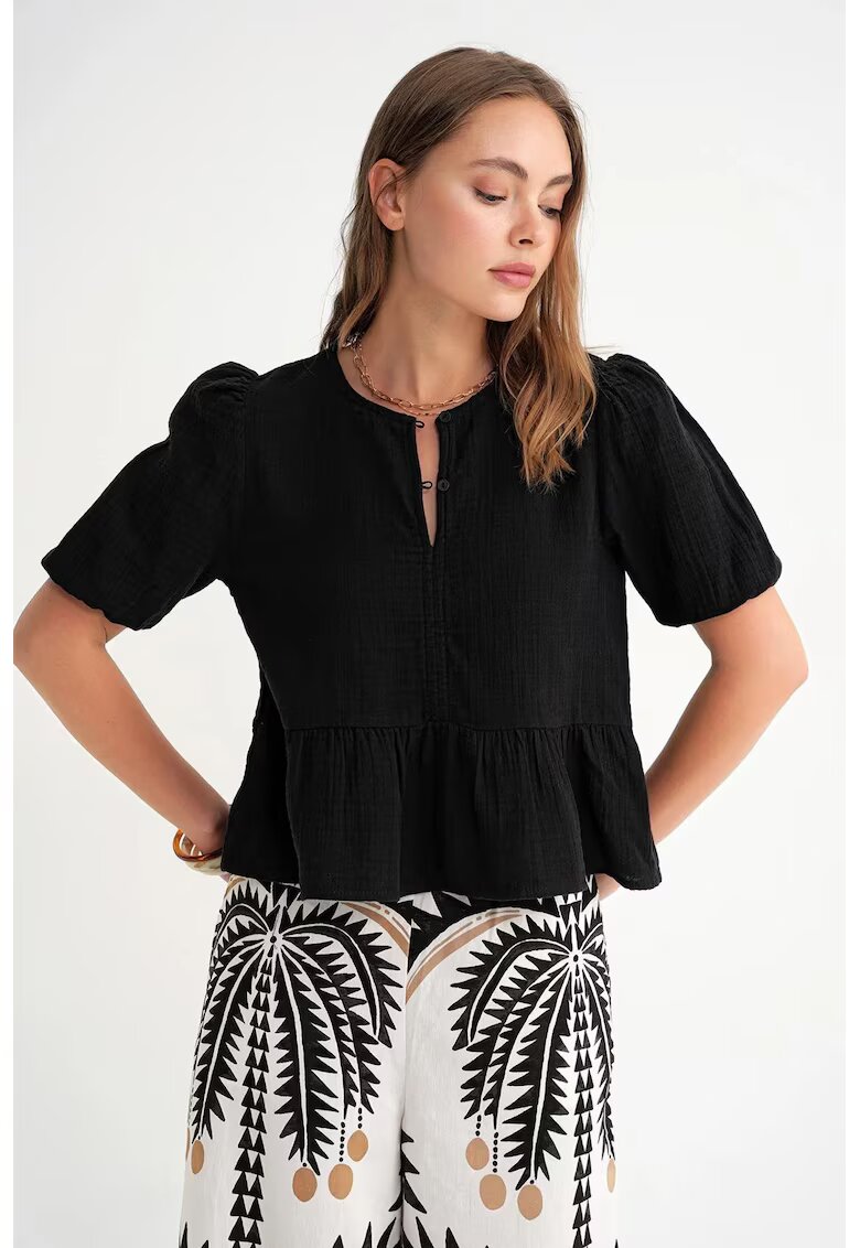 Mixray Bluza dama - HiCCUP - texturata din muselina - negru - bumbac