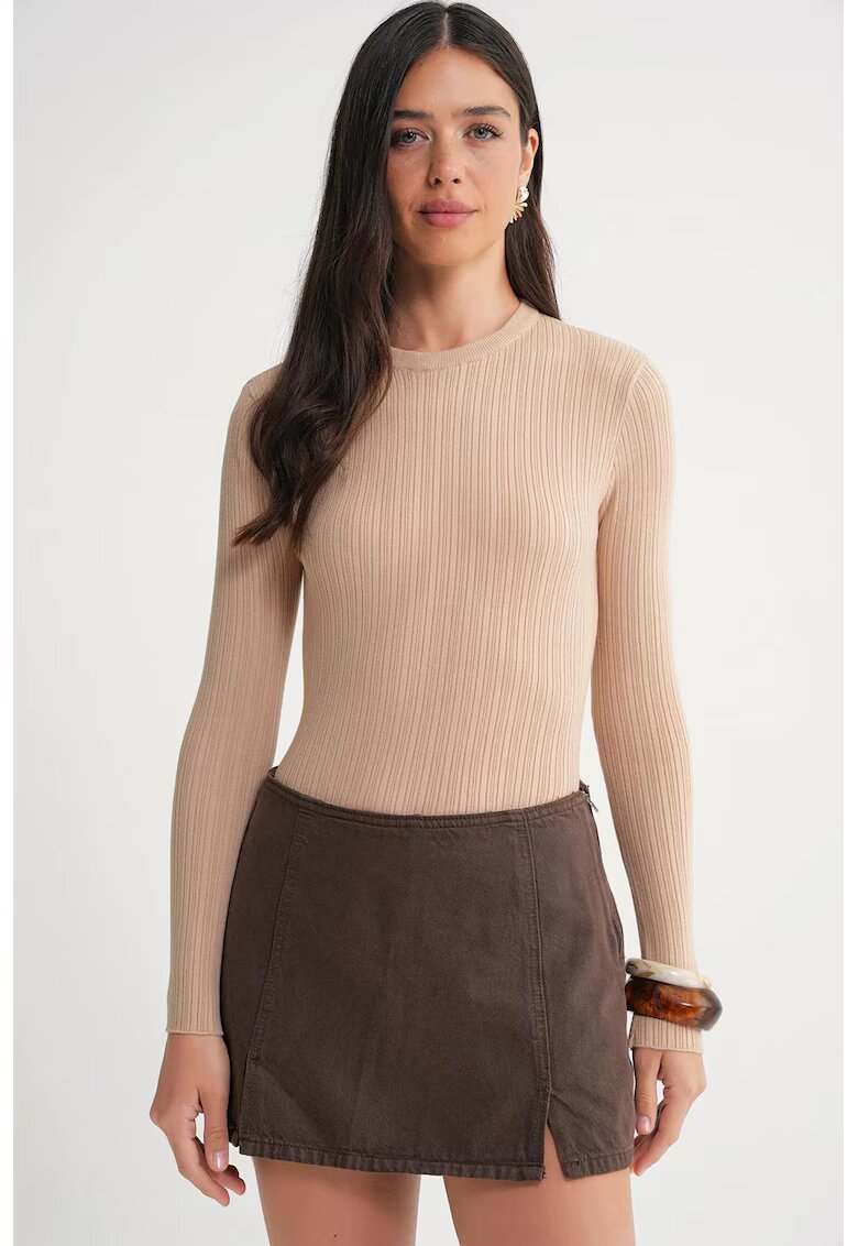 Mixray Bluza dama - top mulat - texturat - bej natural - jerseu