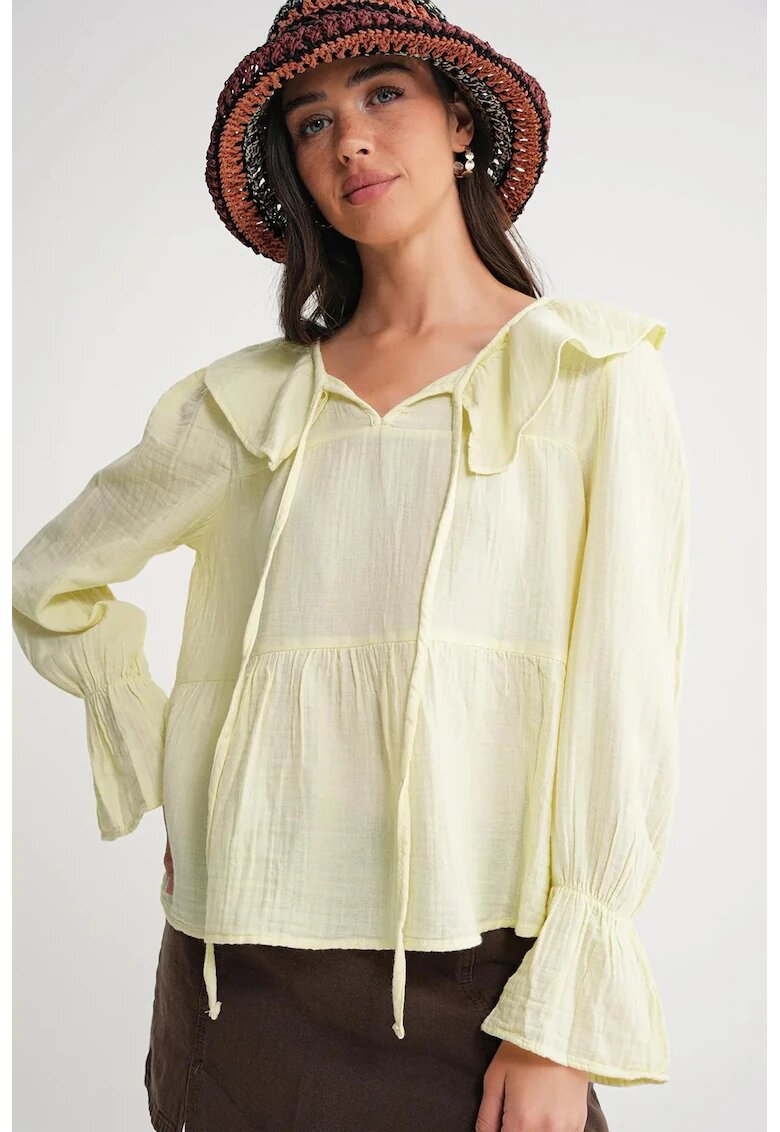 Mixray Bluze dama - HiCCUP - Bluza guler sal - galben chihlimbar - textil