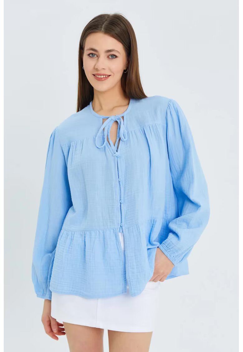 Mixray Camasa dama - bluza cu maneca lunga - croiala relaxata - albastru deschis - textil