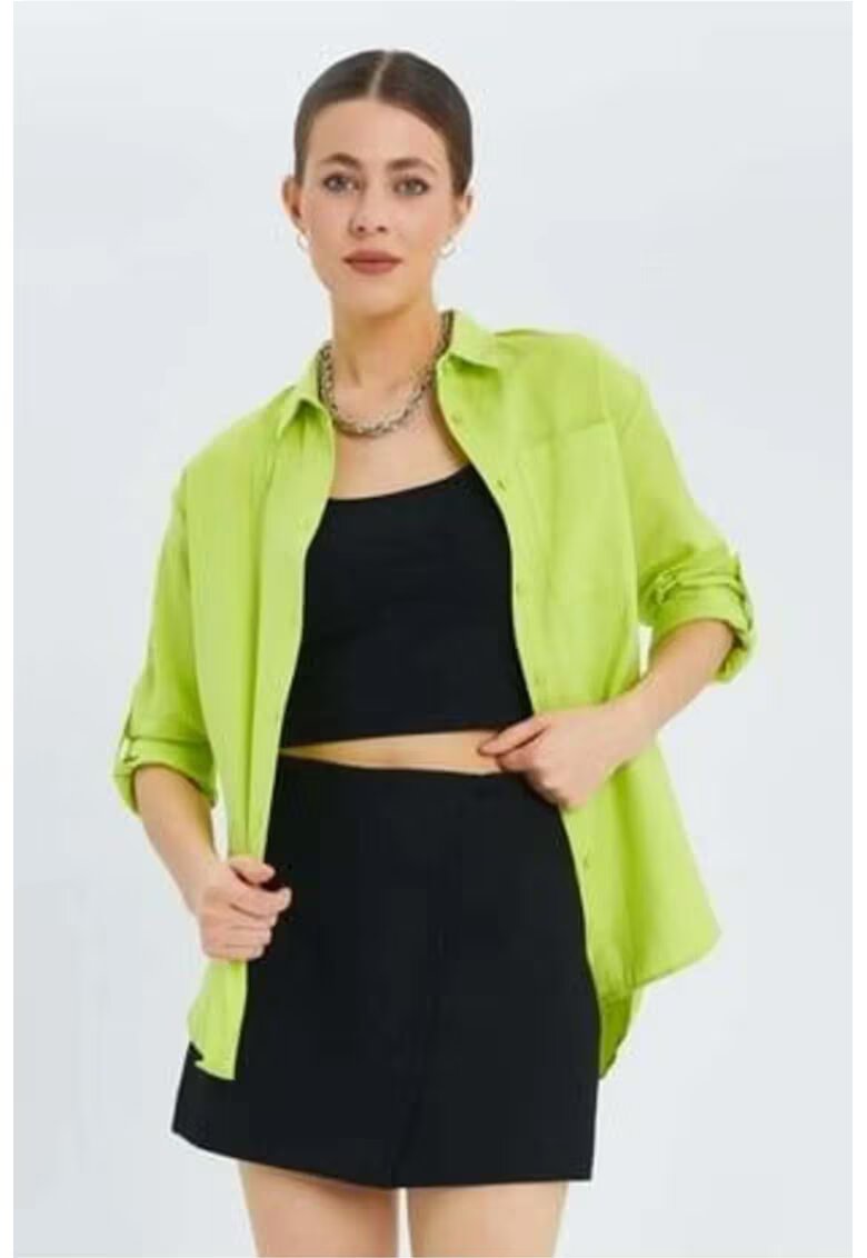 Mixray Camasa dama - camasa cu maneca lunga - verde lime - textil