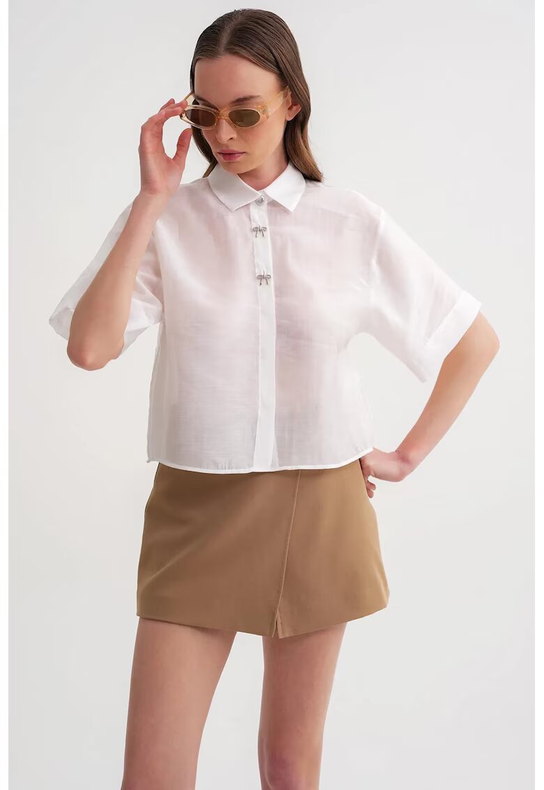 Mixray Camasa dama - camasa scurta cu maneca scurta - ivoriu natural - textil