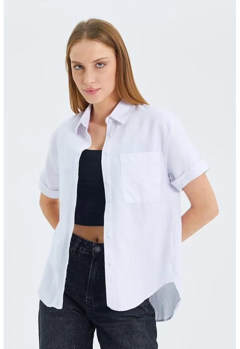 Mixray Camasa dama - camasa Slim Fit Poplin cu buzunar - alb - textil