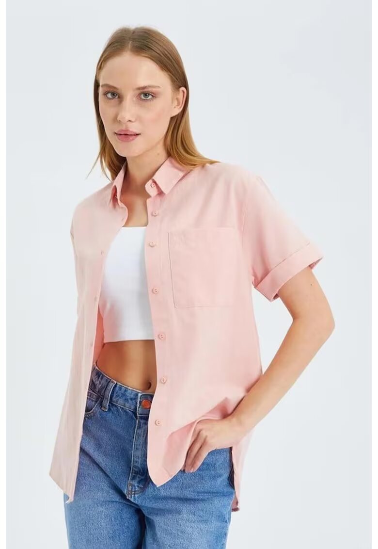 Mixray Camasa dama - din poplin slim fit - roz pudrat - textil