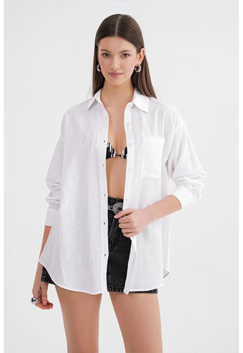 Mixray Camasa dama - oversize - alb - amestec de in -