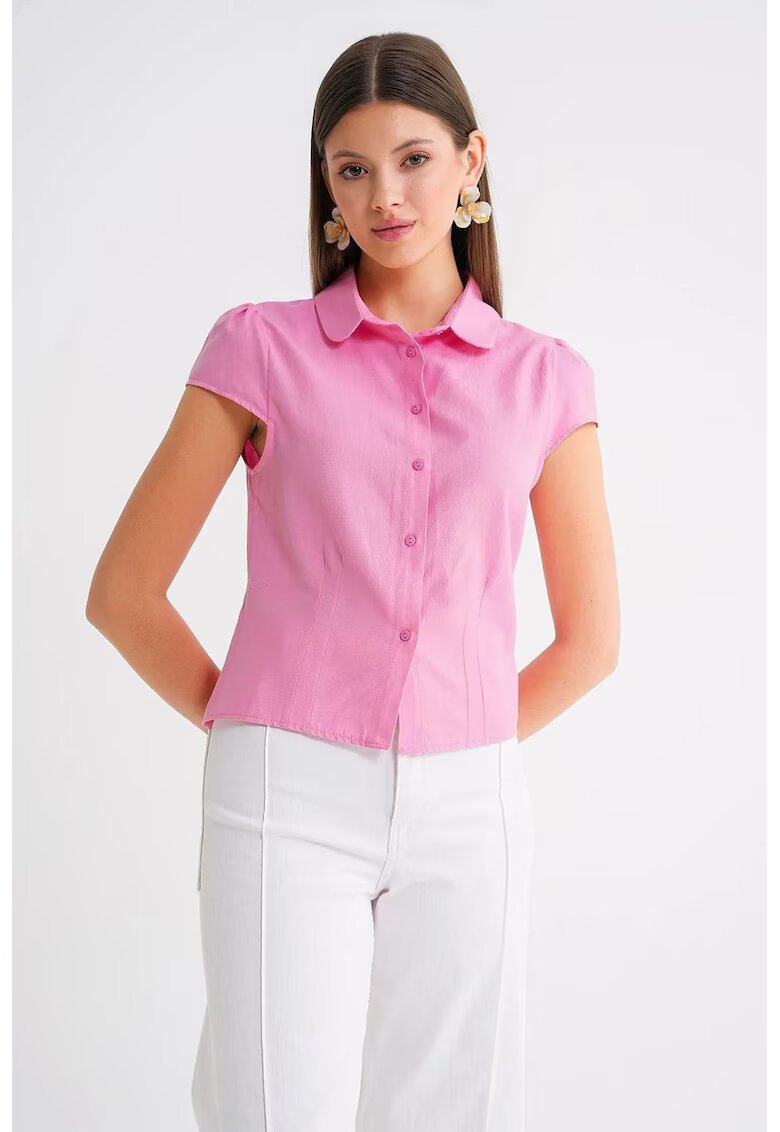 Mixray Camasa dama - Poplin Slim Fit - roz pudrat - textil