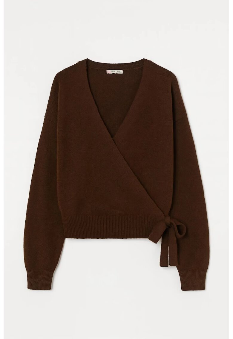Mixray Cardigan - cu decolteu in V - maro - tricot -