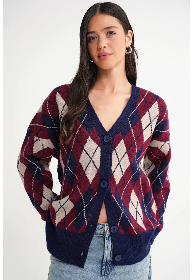 Mixray Cardigan - Supradimensionat - Tricot - Albastru marin -