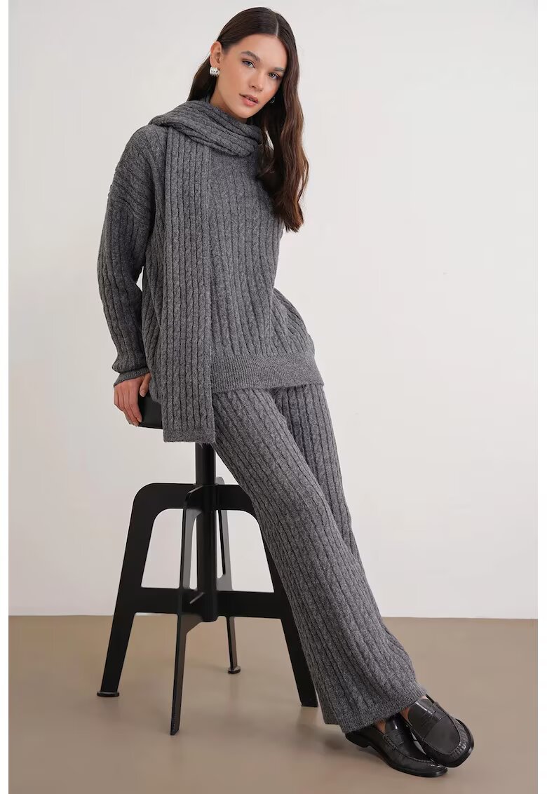 Mixray Compleu dama - supradimensionat - gri inchis - tricot -
