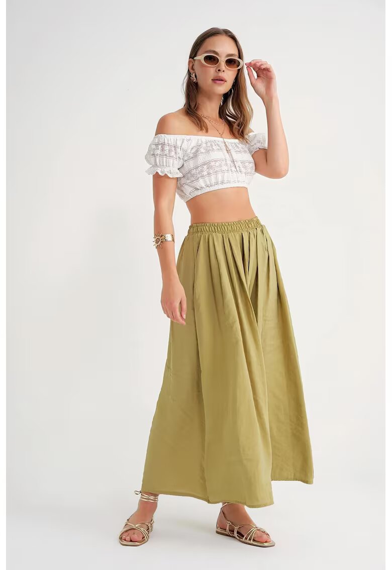 Mixray Fusta maxi talie inalta - snur - verde olive - textil