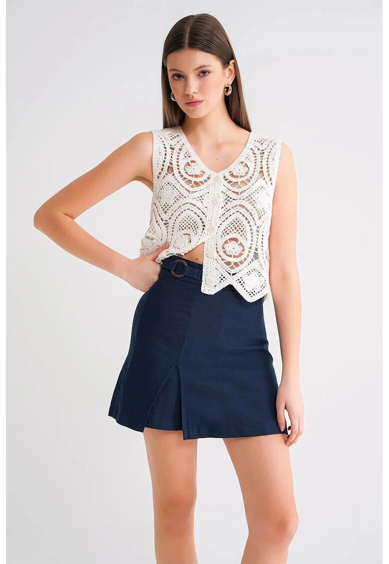 Mixray Fusta mini albastru marin - textil - cu slit