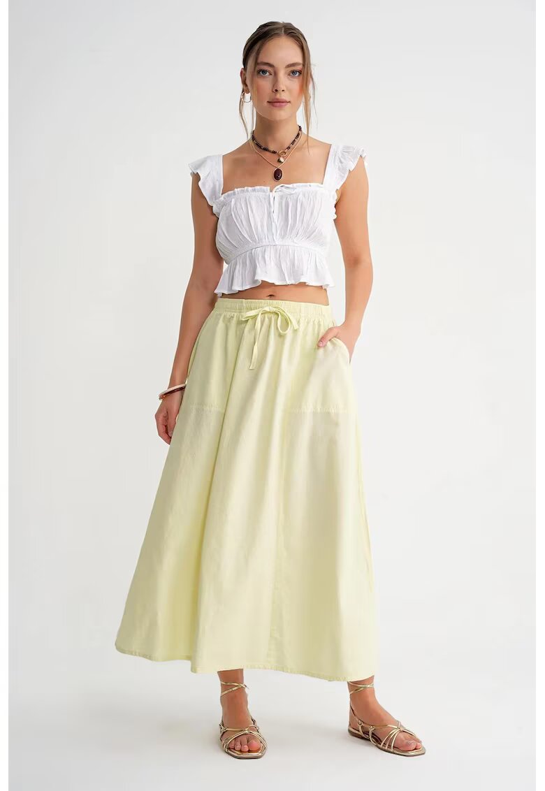 Mixray Fusta poplin - talie inalta - galben lamaie - textil