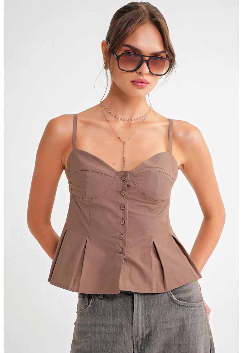 Mixray Maiou dama - guler in forma de inima - nasturi - maro mocha - textil